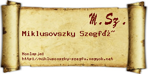 Miklusovszky Szegfű névjegykártya